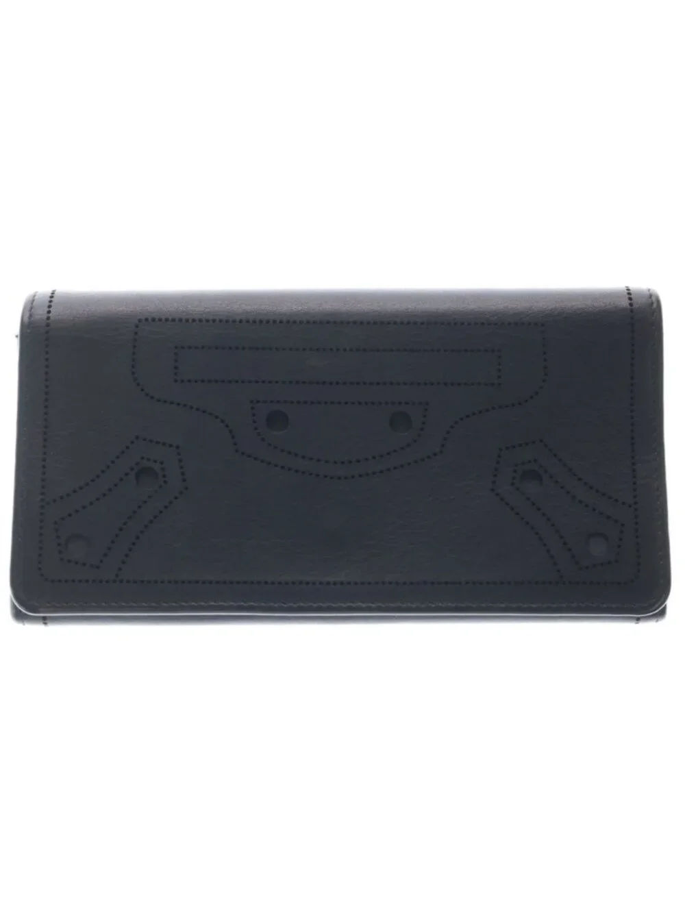 Balenciaga Black Out Classic Continental Perforated Leather Wallet